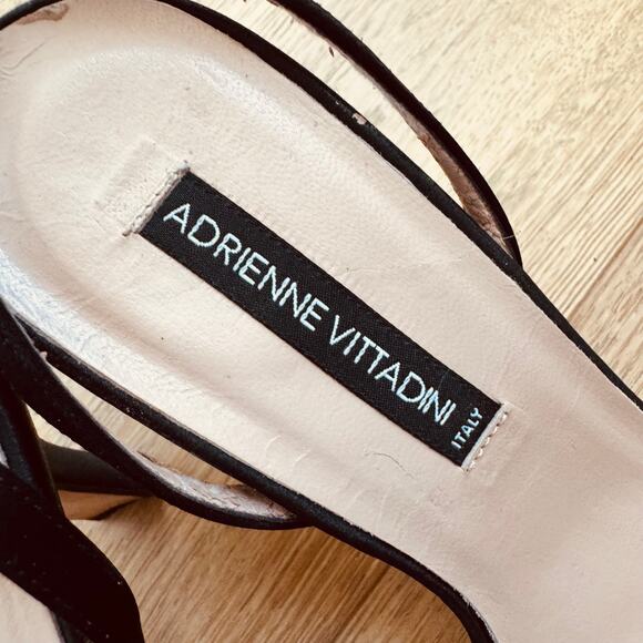 Adrienne Vittadini Black Satin Bow Detail Sling Back Heel Size 7 - Picture 9 of 13